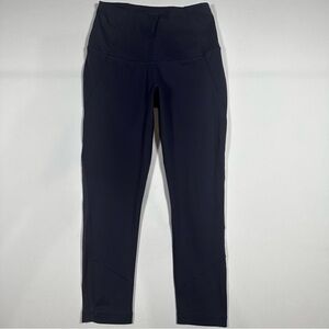 Yogalicious Blue-Gray Cropped Leggings with Sheer Panels XS